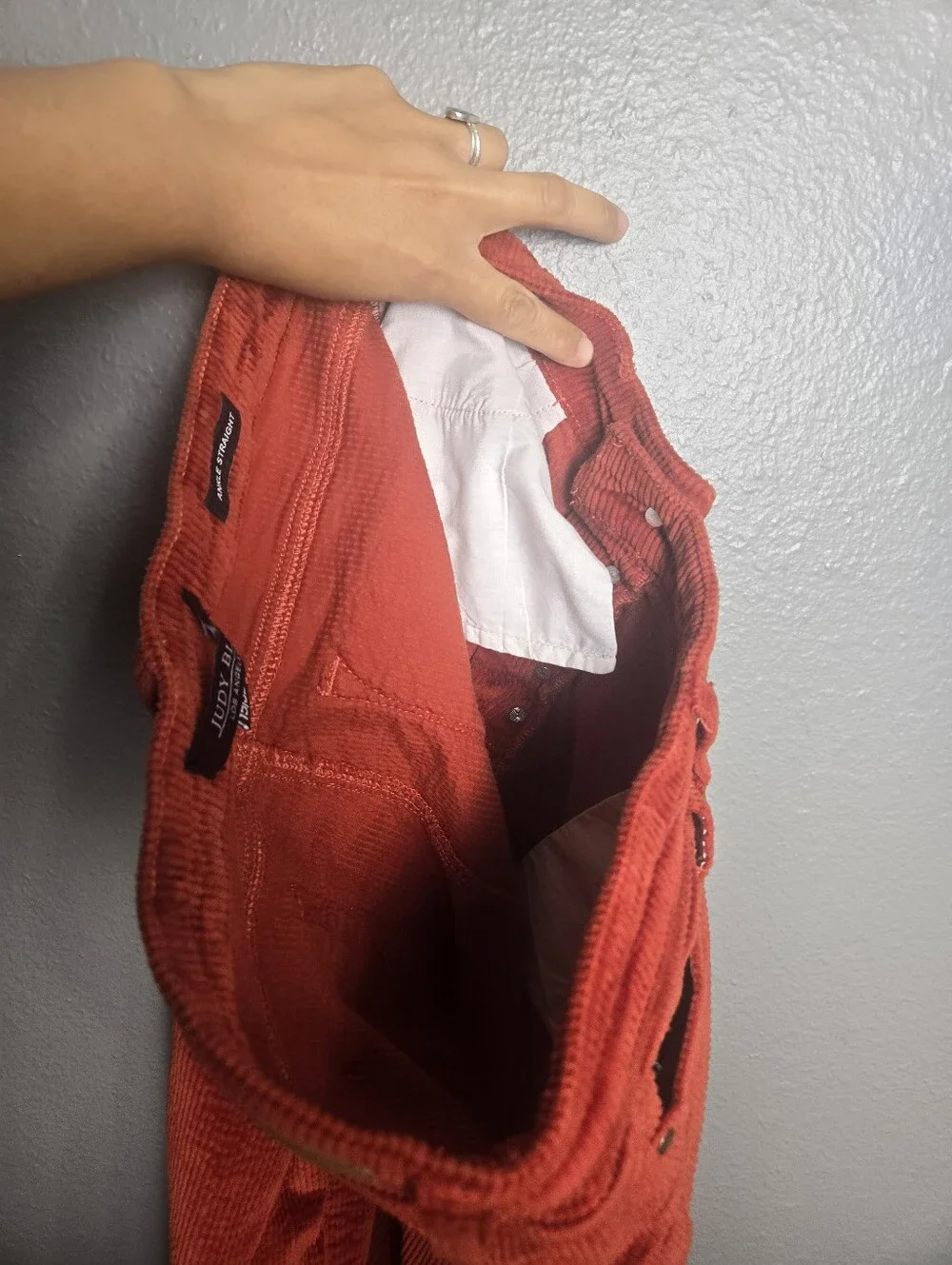Judy Blue Ankle Straight Corduroy Red Orange Jeans Size 15/32